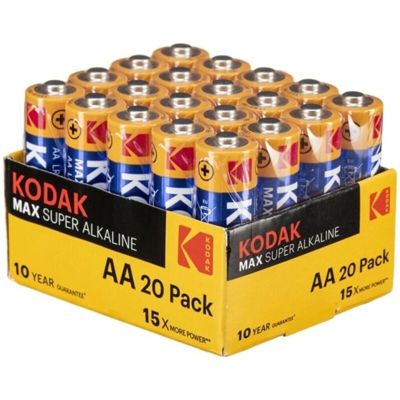 KODAK - MAX PILHA ALCALINA AA LR6 PACOTE*20 PILHAS