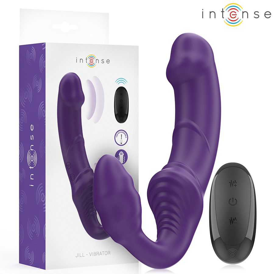 INTENSE - JILL VIBRADOR DUPLO 20 CM ROXO CONTROLE REMOTO