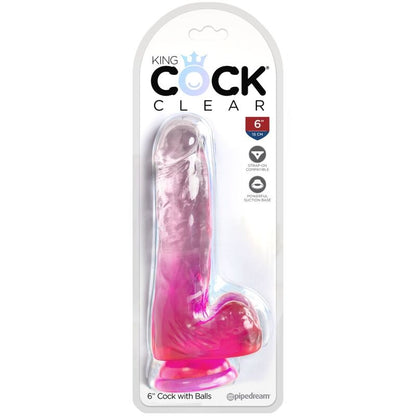 KING COCK - CLEAR PÊNIS REALÍSTICO COM BOLAS 13.5 CM ROSA