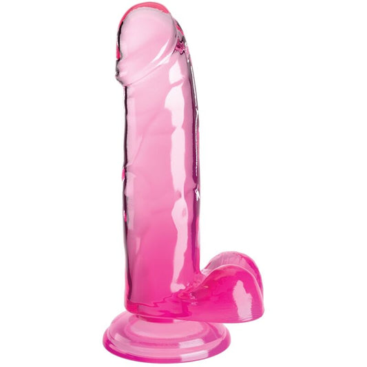 KING COCK - CLEAR PÊNIS REALÍSTICO COM BOLAS 15.2 CM ROSA