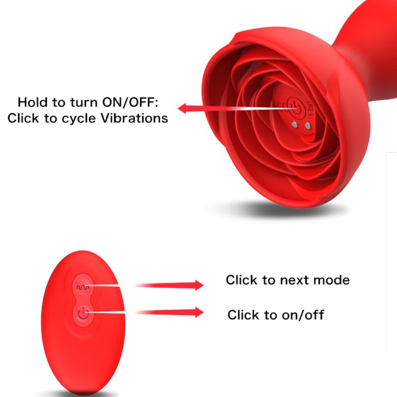 ARMONY -  EXTREME A BLOOM VIBRADOR ROSE E PLUG ANAL CONTROLE REMOTO VERMELHO