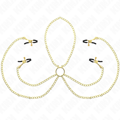 KINK - 4 PINÇAS DE BICO E CLITÓRITO AJUSTÁVEIS OURO