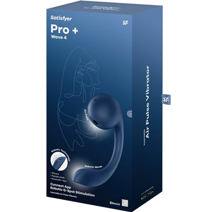 SATISFYER - PRO+ WAVE 4 ESTIMULADOR DE PONTO G E AIR PULSE APLICATIVO GRATUITO AZUL ESCURO
