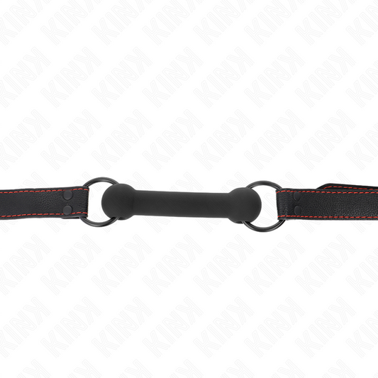 KINK - MORDAÇA DE OSSO COM ALÇA DE COURO PRETA AJUSTÁVEL 41-57 CM