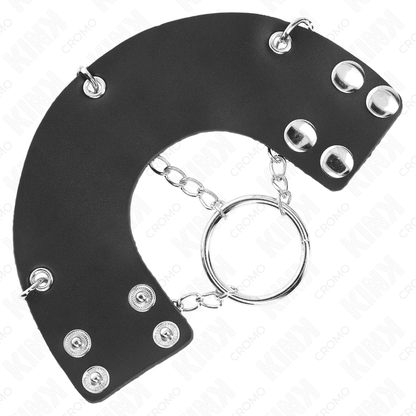 KINK - ANEL PARA PÊNIS 4 CM CORRENTE 7 CM METAL COM CINTO DE COURO