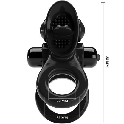 PRETTY LOVE - ANEL APAIXONADO ANEL VIBRATÓRIO DUPLO + ESTIMULADOR DE CLITÓRIS PRETO