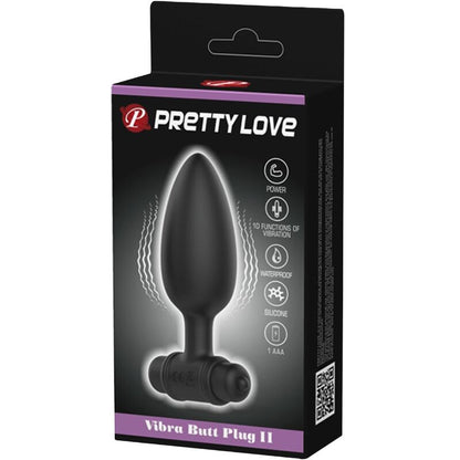 PRETTY LOVE - VIBRA BUTT PLUG 2 ANAL PLUG 10 VIBRAÇÕES PRETO