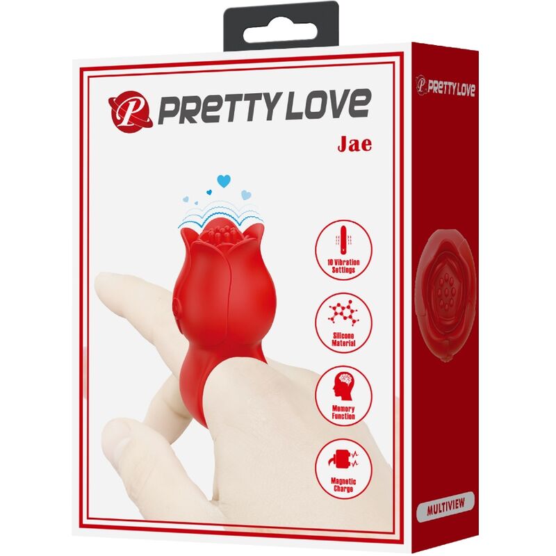 PRETTY LOVE - VIBRADOR DE DEDO EM FORMA DE JAE ROSE 10 VIBRAÇÕES VERMELHO