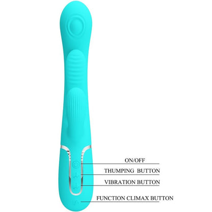 PRETTY LOVE - SHANIA TRIPLE RABBIT MULTIFUNCIONAL VIBRADOR 3 EM 1 AZUL