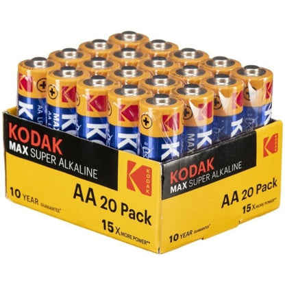 KODAK - MAX PILHA ALCALINA AA LR6 PACOTE*20 PILHAS