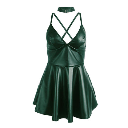 SUBBLIME - 955434 VESTIDO COM ALÇAS DE COURO VERDE S/M