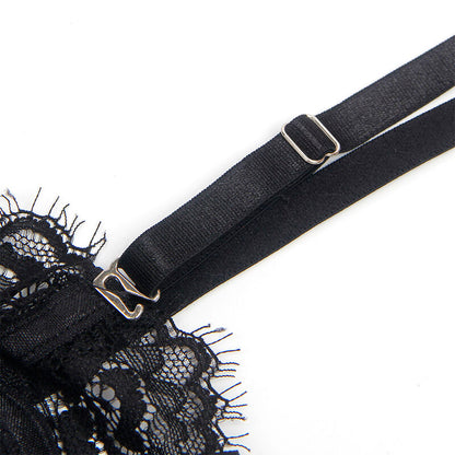 SUBBLIME - 955502 BODY DE RENDA COM LAÇOS E LIGAS PRETO L/XL