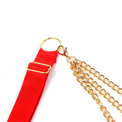 SUBBLIME - 955526 CONJUNTO DE SUTIÃ COM CORRENTES E MALHA CORAÇÃO VERMELHO L/XL