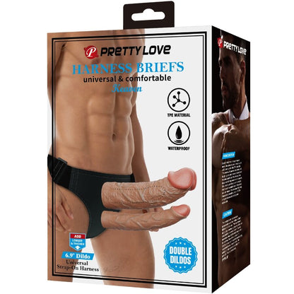 PRETTY LOVE - KEAVEN HARNESS BRIEFS DUPLO DILDO UNIVERSAL E CONFORTÁVEL