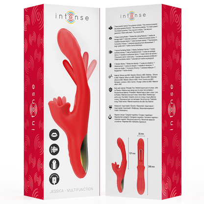 INTENSE - JESSICA MULTIFUNCIONAL VIBRADOR ESTIMULAÇÃO DO CLITÓRIS 24,8 CM VERMELHO