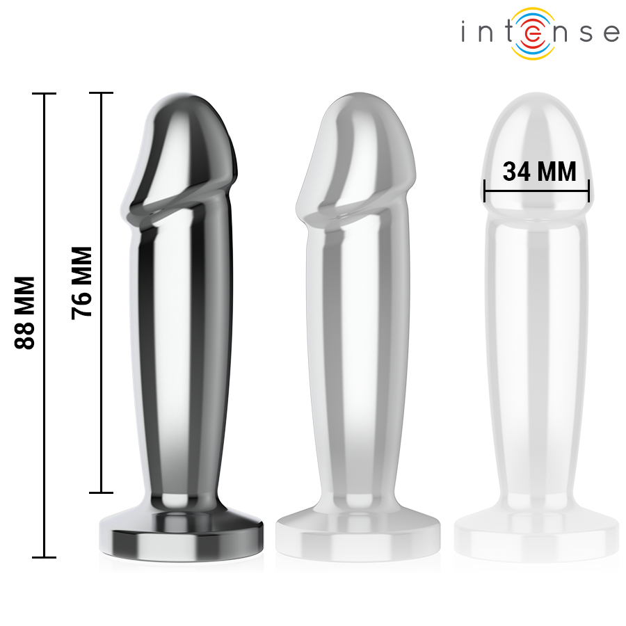 INTENSE - PLUG ANAL 10 VIBRAÇÕES DILDO DE METAL COM CONTROLE REMOTO S