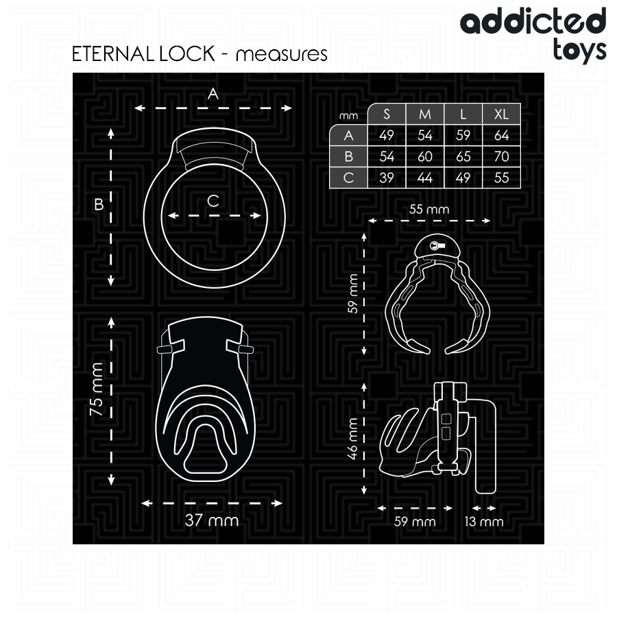 ADDICTED TOYS LOCKED - GAIOLA PARA PÊNIS COM TRAVA ETERNA 9 CM