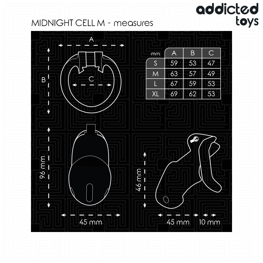 ADDICTED TOYS LOCKED - GAIOLA PENIANA MINDNIGHT CELL, TAMANHO M