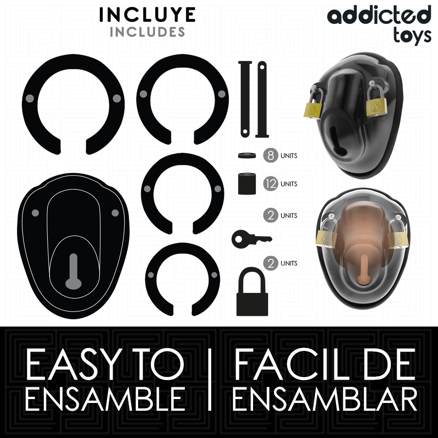 ADDICTED TOYS LOCKED - GAIOLA DE CONTENÇÃO SEM CHAVE PARA PÊNIS 11,5 CM