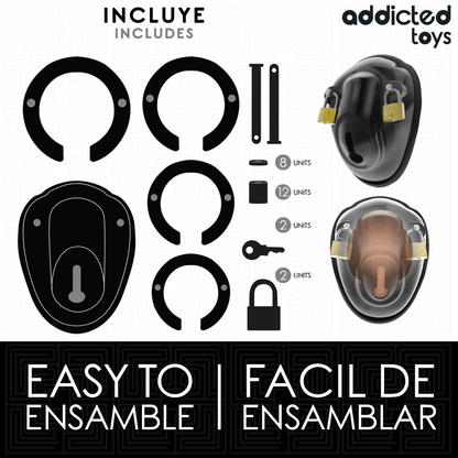 ADDICTED TOYS LOCKED - GAIOLA DE CONTENÇÃO SEM CHAVE PARA PÊNIS 11,5 CM