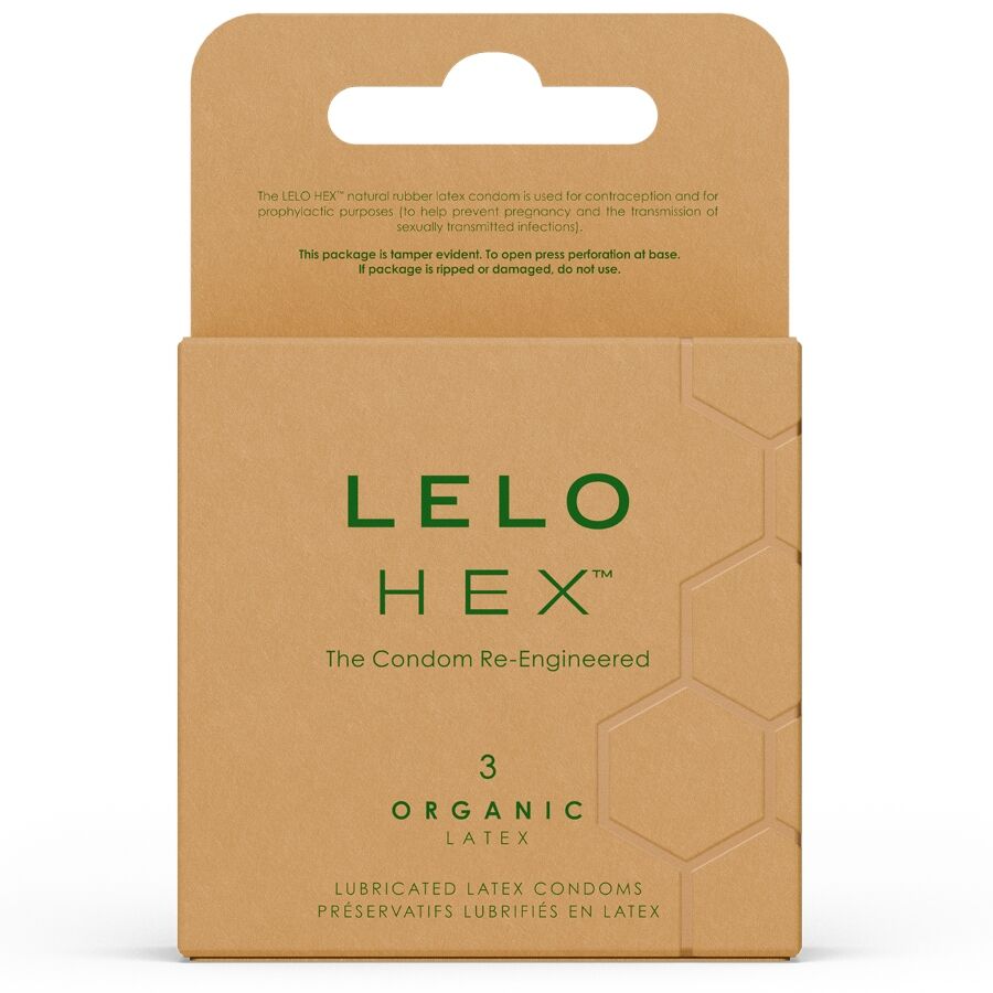 LELO - CAIXA DE PRESERVATIVOS ORGÂNICOS HEX 3 UNIDADES