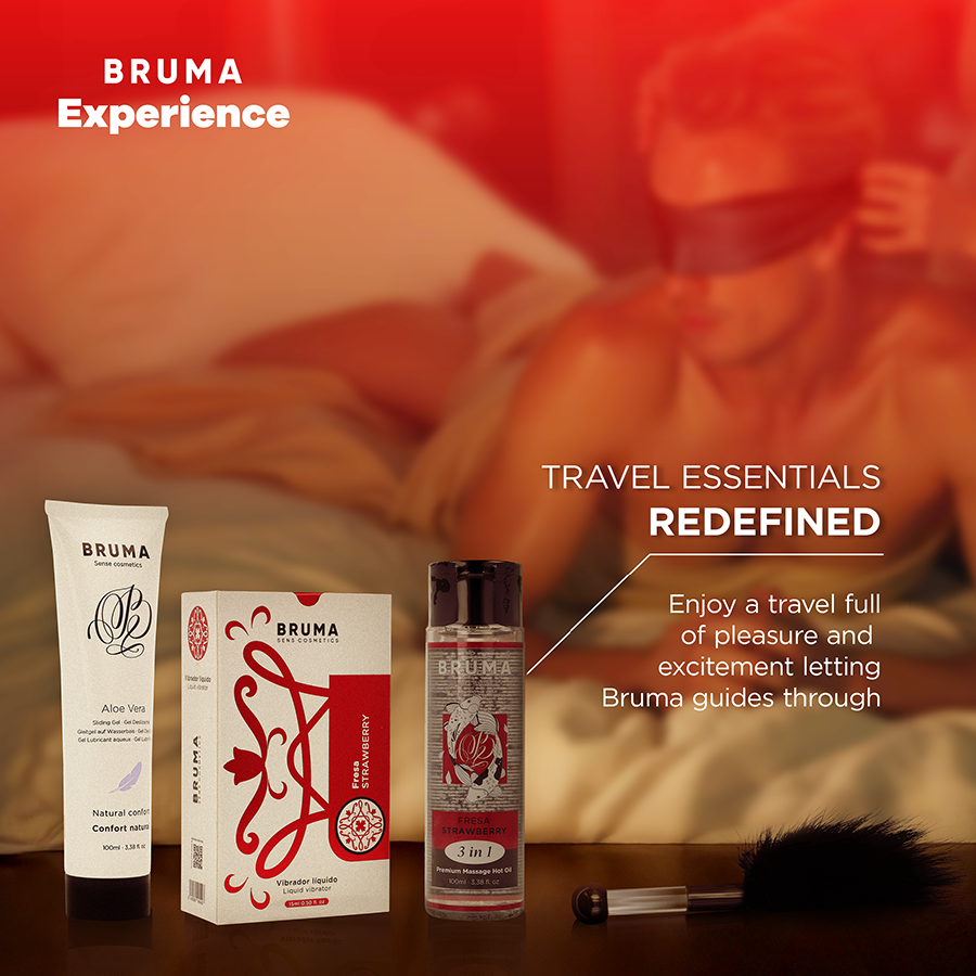 BRUMA XPERIENCE - KIT DE TENTAÇÃO VIBRO-ORGÁSMICA DE MORANGO DOCE