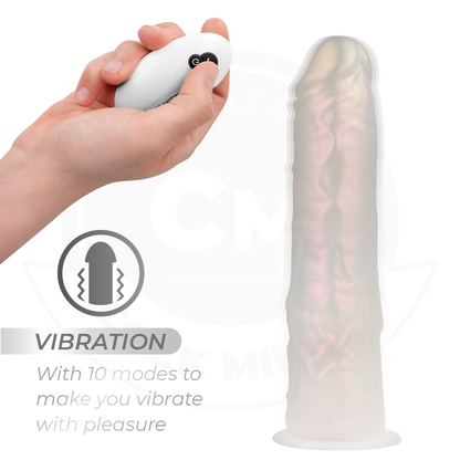 COCK MILLER - DILDO COM VENTOSA, LUZES E VIBRAÇÃO COM CONTROLE REMOTO BRANCO 20,5 CM
