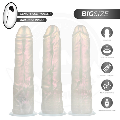 COCK MILLER - DILDO COM VENTOSA, LUZES E VIBRAÇÃO COM CONTROLE REMOTO BRANCO 21,5 CM