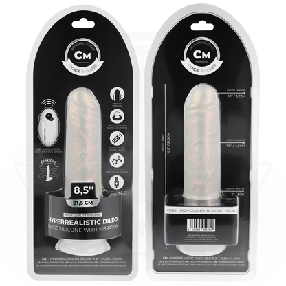 COCK MILLER - DILDO COM VENTOSA, LUZES E VIBRAÇÃO COM CONTROLE REMOTO BRANCO 21,5 CM