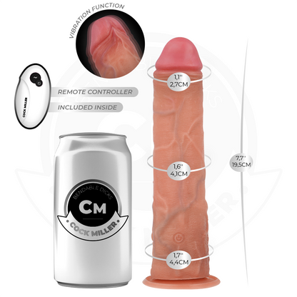 COCK MILLER - DILDO REALISTA COM VENTOSA E CONTROLE REMOTO VIBRAÇÃO 19,5 CM