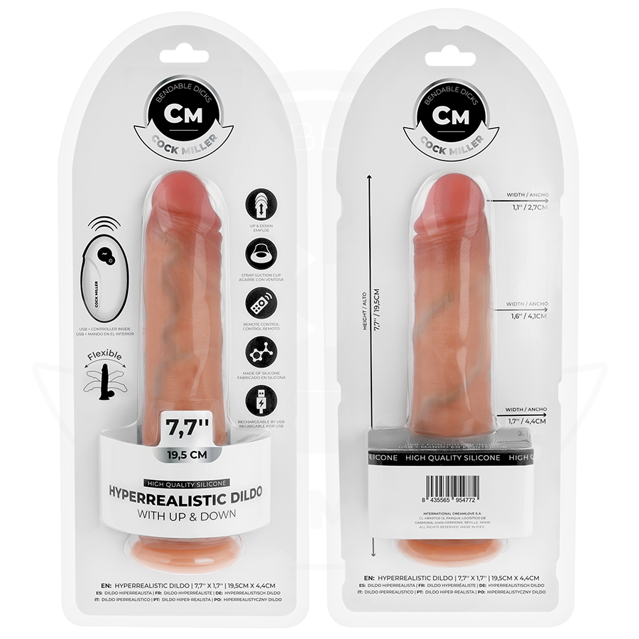 COCK MILLER - DILDO HIPER-REALISTA COM VENTOSA E IMPULSÃO COM CONTROLE REMOTO 19,5 CM