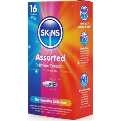 SKINS - PACOTE COM 16 PRESERVATIVOS PREMIUM VARIADOS