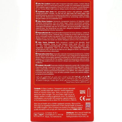 SKINS - PRESERVATIVOS ULTRA FINOS PREMIUM PACOTE COM 16
