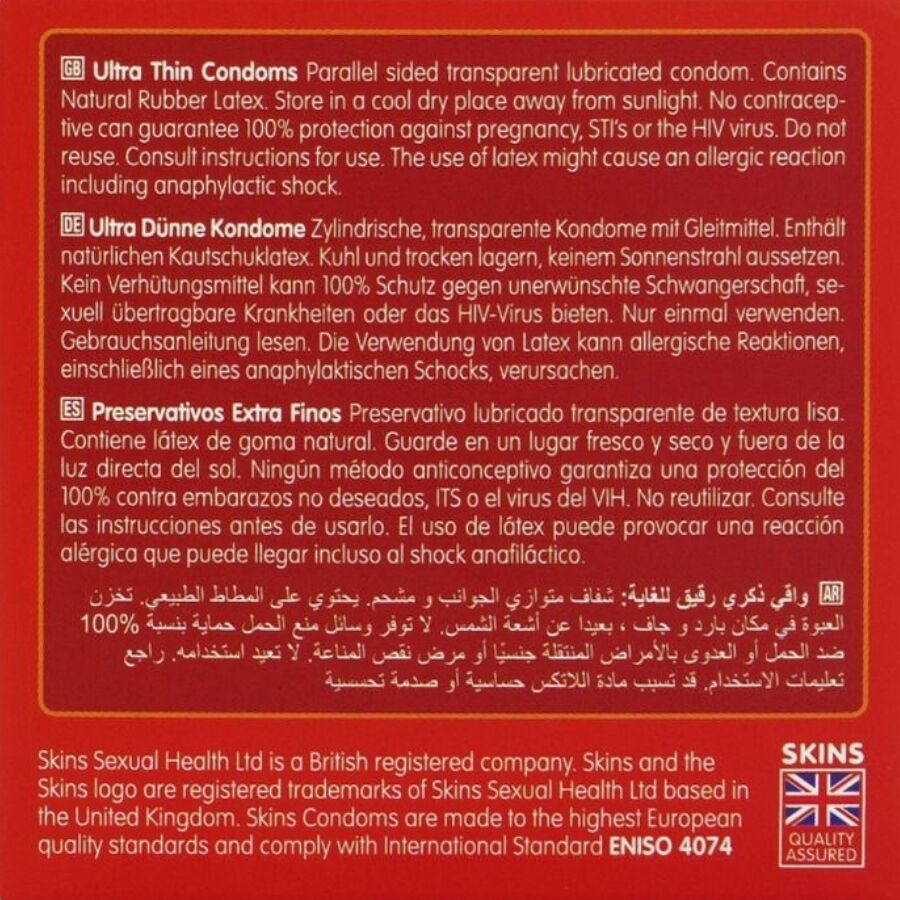 SKINS - PRESERVATIVOS ULTRA FINOS PREMIUM PACOTE COM 4