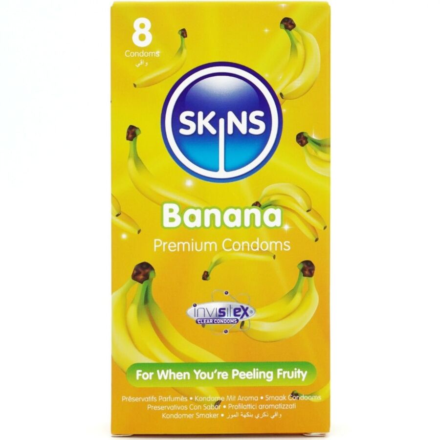 SKINS - PRESERVATIVOS BANANA PREMIUM PACOTE COM 8