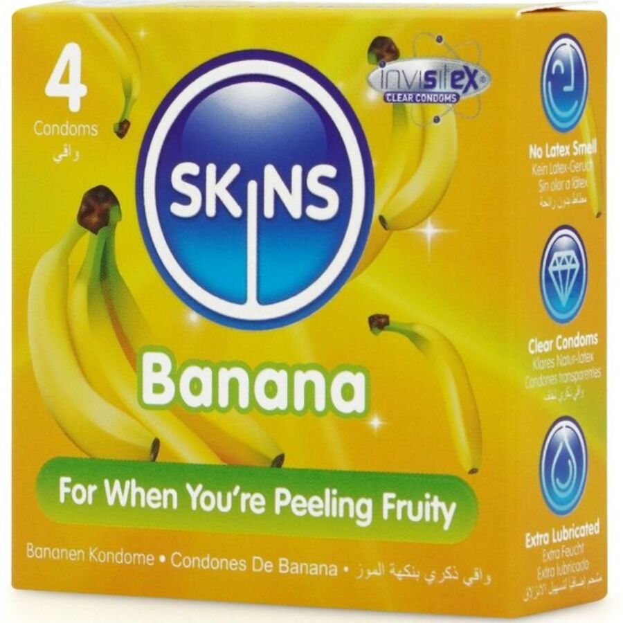 SKINS - PRESERVATIVOS BANANA PREMIUM PACOTE 4