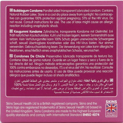 SKINS - PRESERVATIVOS BUBBLEGUM PREMIUM PACOTE 4
