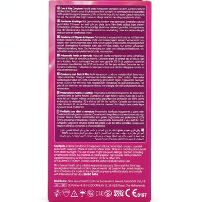 SKINS - DOTS & RIBS PREMIUM PRESERVATIVOS PACOTE 8