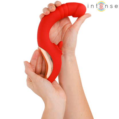 INTENSE - VIBRADOR E ESTIMULADOR PAULINA EM FORMATO U VERMELHO