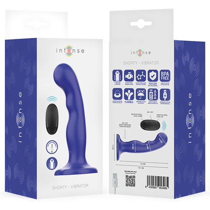 INTENSE - VIBRADOR SHORTY COM VENTOSA AZUL CONTROLE REMOTO