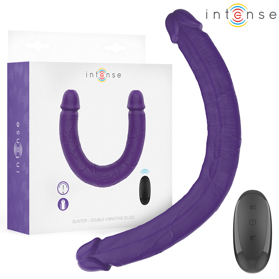 INTENSE - GUNTER DILDO VIBRADOR DUPLO 40 CM ROXO CONTROLE REMOTO