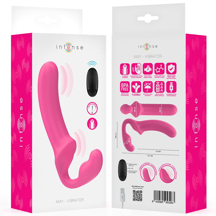 INTENSE - AMY VIBRADOR DUPLO 20 CM ROSA CONTROLE REMOTO