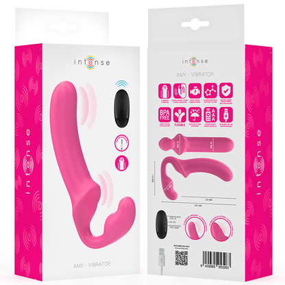 INTENSE - AMY VIBRADOR DUPLO 20 CM ROSA CONTROLE REMOTO