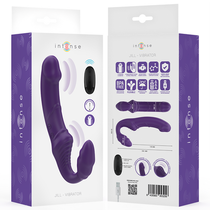 INTENSE - JILL VIBRADOR DUPLO 20 CM ROXO CONTROLE REMOTO