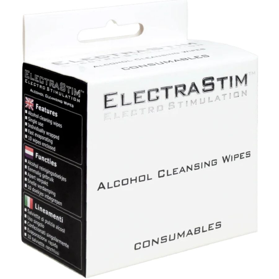 ELECTRASTIM - LENÇOS DE LIMPEZA COM ÁLCOOL 10 UNIDADES